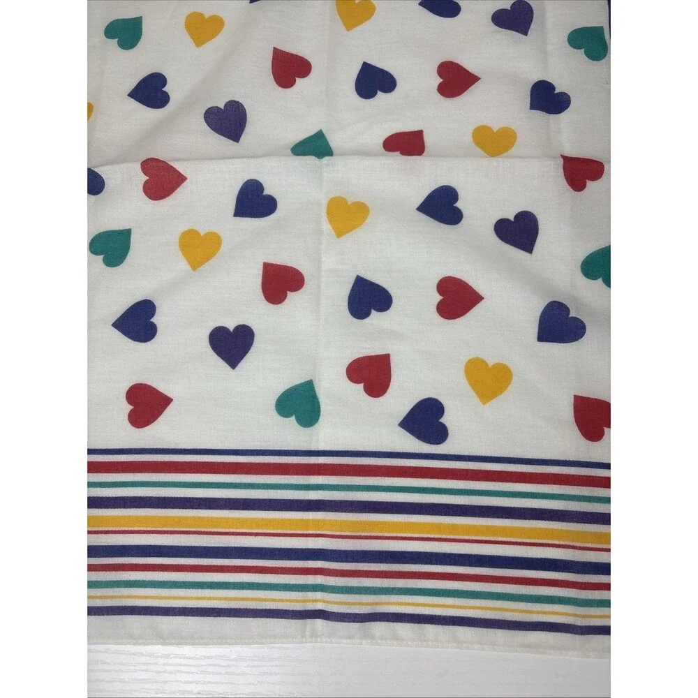 Vintage 80s/90s Hankerchief Hearts/Bright Colors Fast Color RN50811 Made Japan